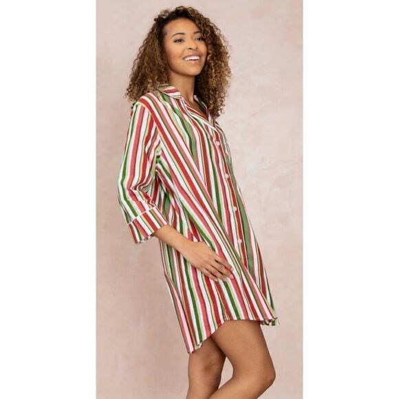 Printfresh Candy Cane Stripe Sleep Shirt - Peppermint Size L / NWT - Picture 1 of 9